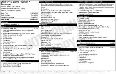 2023 Toyota Sienna Platinum 7 Passenger