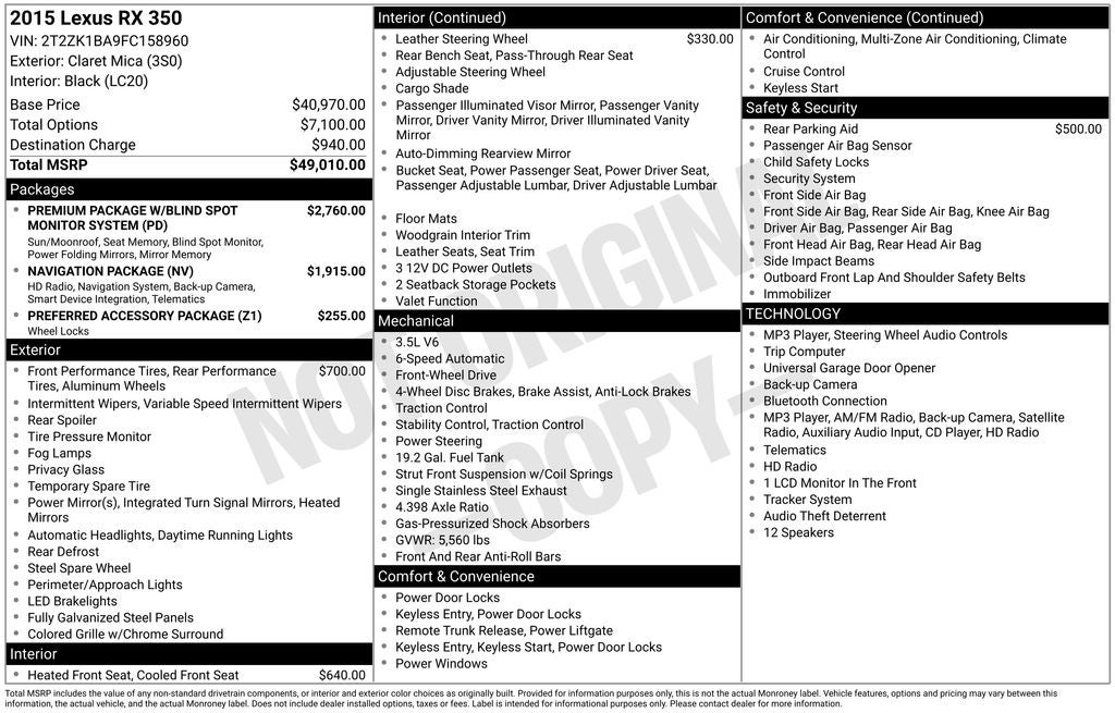 2015 Lexus RX 350