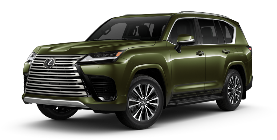 Exterior of the Lexus LX 600 shown in Nori Green Pearl.